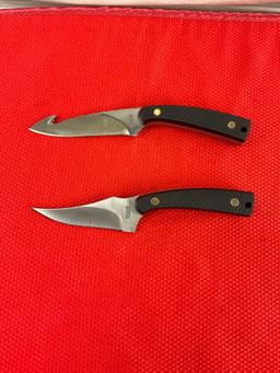 2 pcs Schrade Old Timer Stainless Steel Knives w/ Leather Sheaths. Models 1520T & 1580T. NIB. See