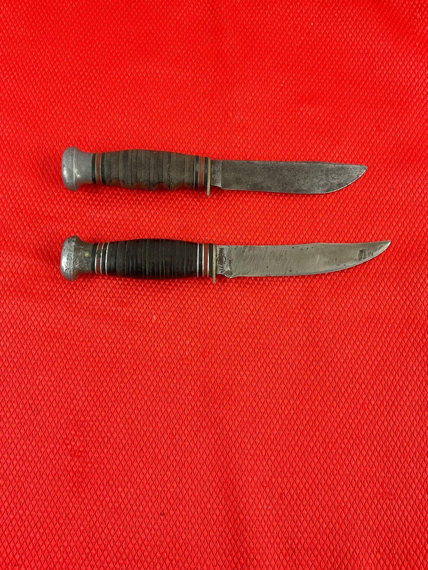 2 pcs Vintage Remington DuPont Collectible Fixed Blade Knives Models RH51 & RH71 w/ Sheaths. See