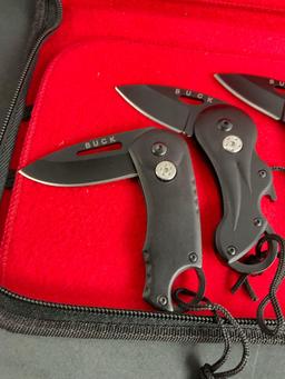 4x New in box Black Folding Buck Pocket Knives - Blade Measures 2" - See pics