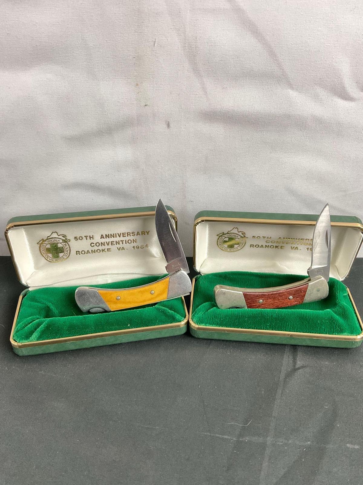 Buck Folding Pocket Knives - 50th Anniversary Convention Knives - Numbered 506 & 505