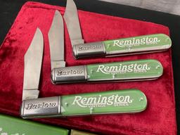 3x Collectors Edition Vintage Style Remington Folding Knives by Barlow, 2.5-3 inch blades in box