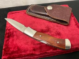 Vintage Buck Folding Knife, 531X Wood & Stainless Steel