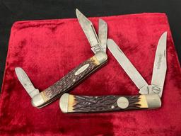 Pair of Vintage Remington Folding Knives, Double Blade R12, Triple Bladed Stockman