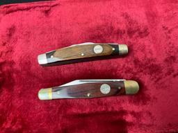 Pair of Vintage Remington Triple blade Folding Pocket Knives, R17 & Stockman, Wood, Brass, Stainl...