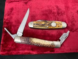 Pair of Vintage Remington Folding Pocket Knives, R-7 Turkey Hunter & Boy Scout RS3333 w/Bone Hand...