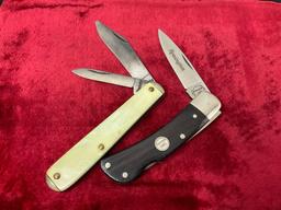 Pair of Remington Folding Knives, Wooden and Mother of Pearl Handles, 2.5 inch blades