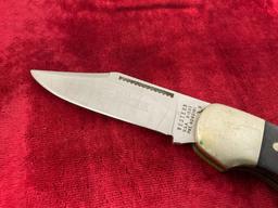 Vintage Western Folding Pocket Knife, S-533, engraved blade w/ WESTERN, metal and wooden handle