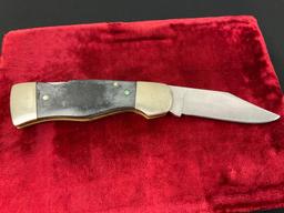 Vintage Western Folding Pocket Knife, S-533, engraved blade w/ WESTERN, metal and wooden handle