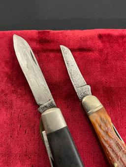 Pair of Vintage Camillus Double Blade Knife & Mini Trapper Double Blade