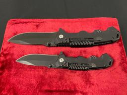 Pair of Cold Steel 2017 Knives, Black Sable w/ 7CR17 Steel, Folding Pocket Knives