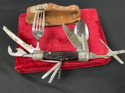 Vintage Japanese Large Multitool incl. Fork, Spoon, Saw, Bottle Opener, Scissors, Corkscrew and m...