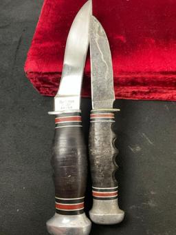 Pair of Vintage Remington Fixed Blade Knives, 1x RH-50 & 1x RH-51, w/ 1 leather sheath