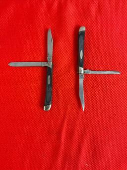 2 pcs Vintage Buck 3" Steel Folding 2-Blade Produce Fruit Pocket Knife Model 311 w/ Delrine Handl...