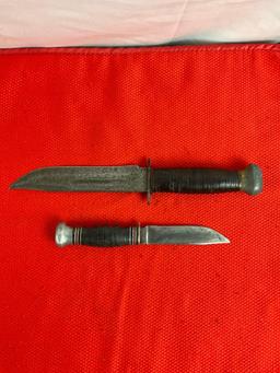2 pcs Vintage Remington Steel Fixed Blade Knives w/ Sheathes Models RH-36 & RH-51. See pics.