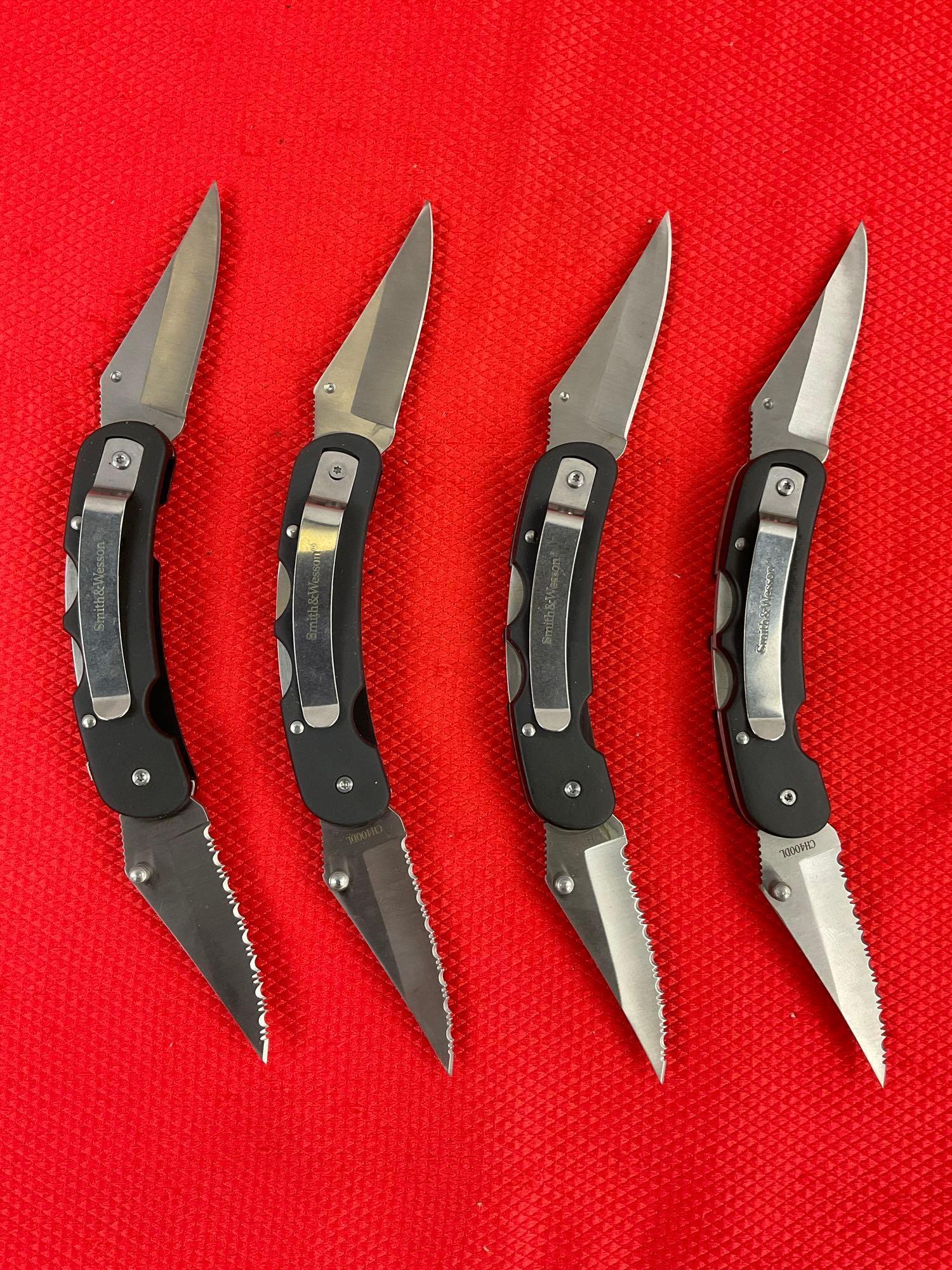 4 pcs Smith & Wesson 2.5" Folding 2-Blade Cuttin' Horse Pocket Knives Model CH400DL. NIB. See pics.