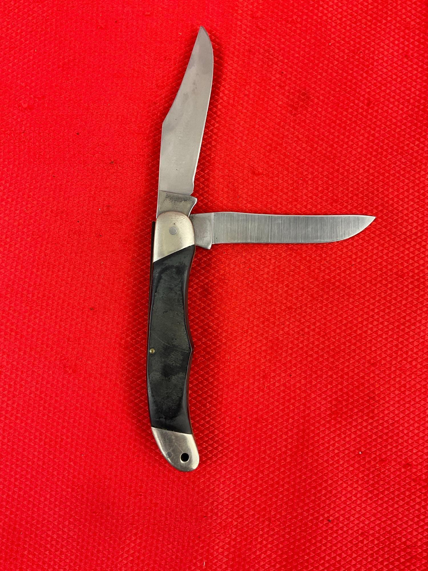 Vintage Buck 4" Steel Folding 2-Blade Trailblazer Pocket Knife Model 317 w/ Composite Handle. See
