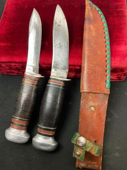 Pair of Vintage Remington Fixed Blade Knives, 1x RH-50 & 1x RH-32 (? marking worn off) w/ sheath