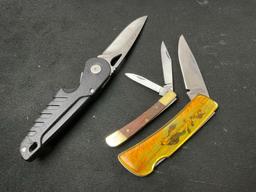 Assortment of 6 Folding Pocket Knives incl. Buck NXT-I Knife, Hunter Knives, Stockman Knives