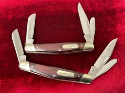 Pair of Buck Knives 373 Trio 3-Blade Folding Pocket Knives with Wood Handles
