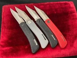 4x VIntage Kershaw Knives, 2x 3000 & 2x 3000A modern folding knives