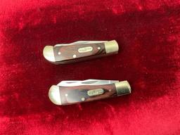 Pair of Vintage Buck Folding Pocket Knives, 2x Model 380 Mini Trapper