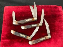 4 Schrade Old Timer Folding Pocket Knives, Models 3x 12OT & 34OT Stockman