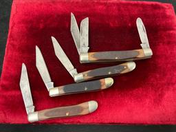 4 Schrade Old Timer Folding Pocket Knives, Models 3x 12OT & 34OT Stockman