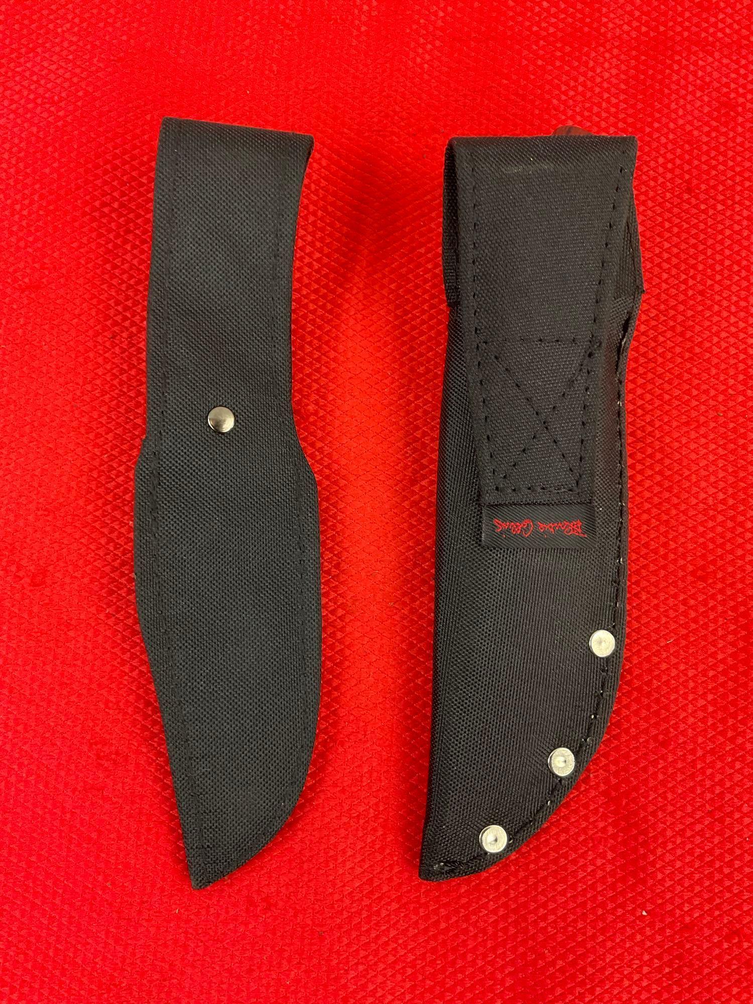 Pair of Winchester 3.5" Surgical Steel Fixed Blade Hunting Knives w/ Nylon Sheathes. See pics.