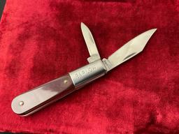 4x Barlow Knives, Three w/ Engraved Scrimshaw Handles, Deer, Moose & Puma Scene