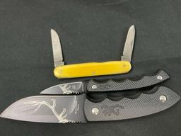 Trio of Browning Knives, & I XL George, Model 0302R Pair & Pair of Backtrack Knives