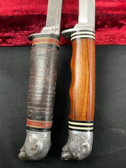 Pair of Schrade-Walden Fixed Blade Knives, w/ Bear Head Pommels