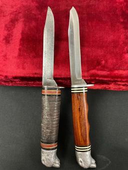 Pair of Schrade-Walden Fixed Blade Knives, w/ Bear Head Pommels