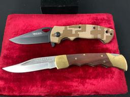 Assortment of Knives, 6x Throwing Knives, Wartech USA & Red Man Tobacco branded Buck Clone Knife