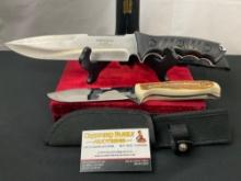 Pair of Fixed Blade Knives, Wartech H-4952 & Stag Hunter, pair of nylon sheaths