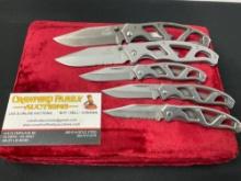 5x Gerber Skeletonized Aluminum Frame Knives, 2x Larger Paraframe & 3x Mini Folding Knives