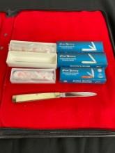 3x NIB Frost Cutlery Folding Pocket Bone Handle Knives - See pics