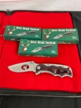 3x NIB Frost Cutlery Deer Head Tactical Folding Pocket Knives W/ Deer Silhouette