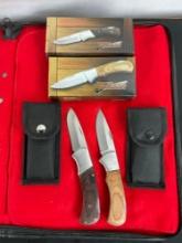 2x NIB Tracker Wood & Stainless Steel Folding Pocket Knives - See pics