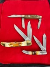 Collection of 3 Multi Bladed Folding Pocket Knives Incl. Smith & Wesson Knife - See pics