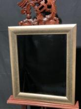 Framed Rectangular Mirror, Silver Painted Frame w/ Beveled Glass