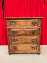 Vintage /antique Wooden Four Drawer Jewelry Chest of Drawers w/ Brass Knobs. See pics.