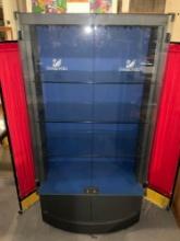 Vintage Custom Made Swarovski Metal & Glass Display Case w/ glass shelves & leaded glass accents