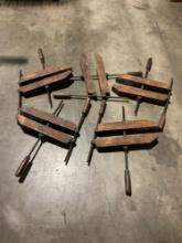 5x Vintage Wooden Woodworking Clamps - See pics
