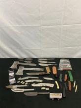 36 pcs DIY Knife & Survival Gear Parts & Materials Assortment. Remington, Buck, Camillus. See pics.