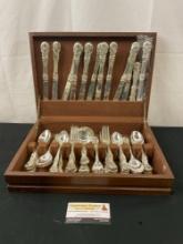 Vintage F.B. Rogers Silver Plated Flatware, 49 total pieces, French Rose Pattern