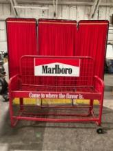 Vintage Marlboro Branded Red Painted Metal 2-Tier Wire Rack Utility Shelf w/ Wheels. See pics.