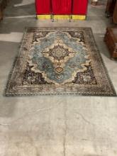 Vintage Wool Sky Blue & Cream Persian Floor Rug w/ Floral Paisley Design. Measures 134" x 97" See
