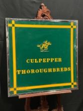 Stamped Green/Yellow Stall Sign for Culpepper Thoroughbreds, Horse Racing