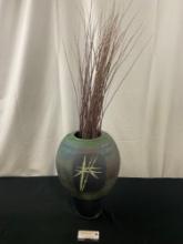 Vintage Raku Fired Vase by Breach the Moon Gallery Newport, Oregon, signed on bottom