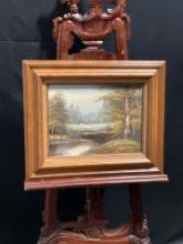 Framed Oil on Canvas Landscape Painting, signed lower left corner by artist